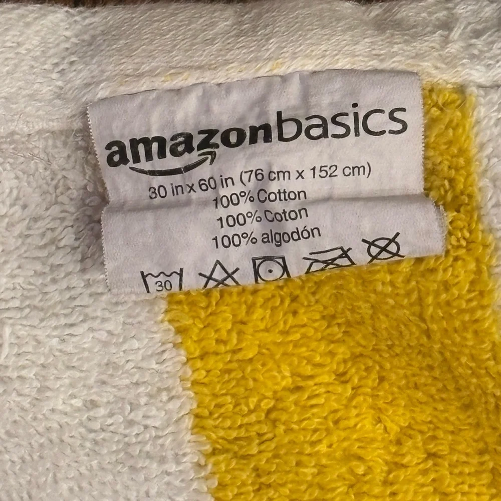 Amazon Basics Yellow and White Towels